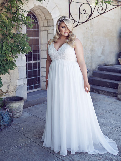 Chiffon plus size wedding dresses empire line