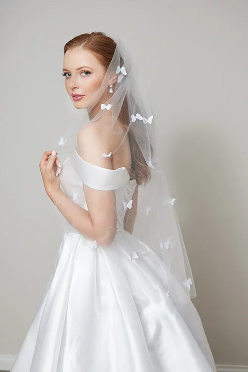 Wedding veil with butterflies