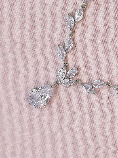 Silver crystal drop necklace