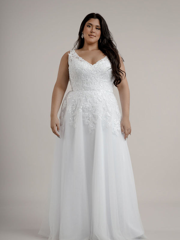 Delta bridal gown without a train