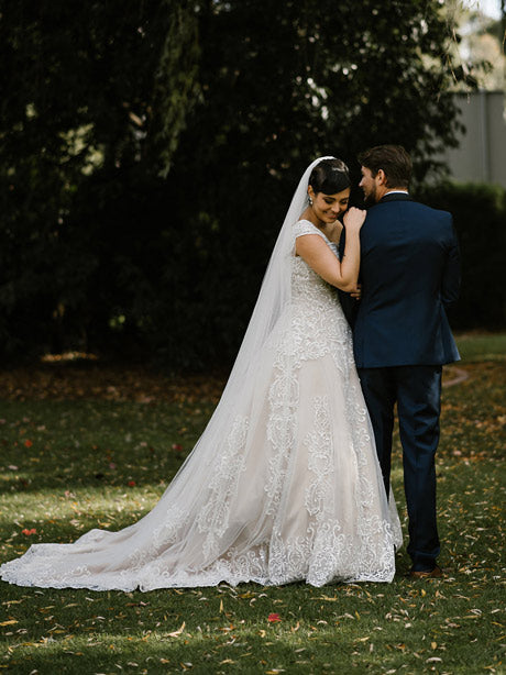 Long veil sequin edge with the Katherine wedding dress