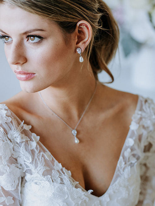 Mystic pearl bridal earrings