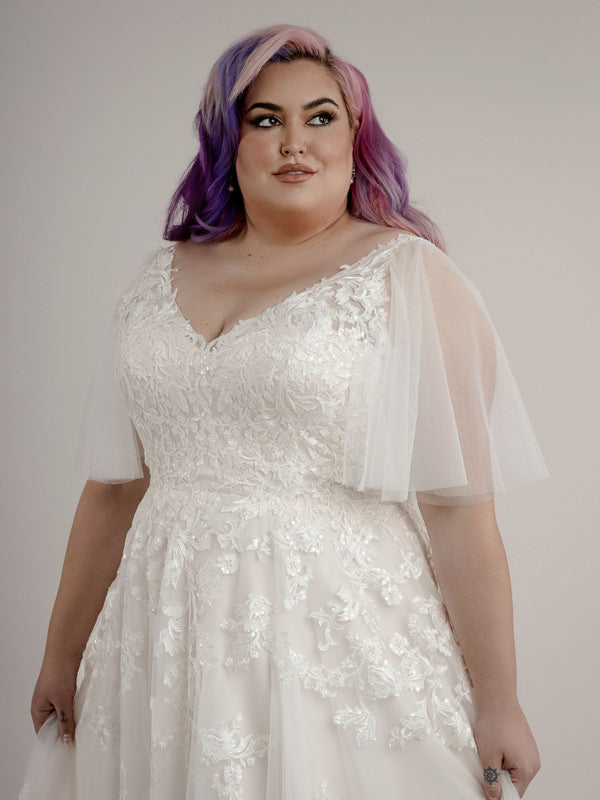 Divine Gown with Flutter Sleeves