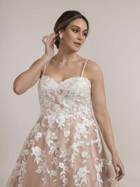 Pink bridal gown with straps