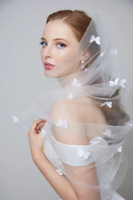 Wedding veil with butterflies