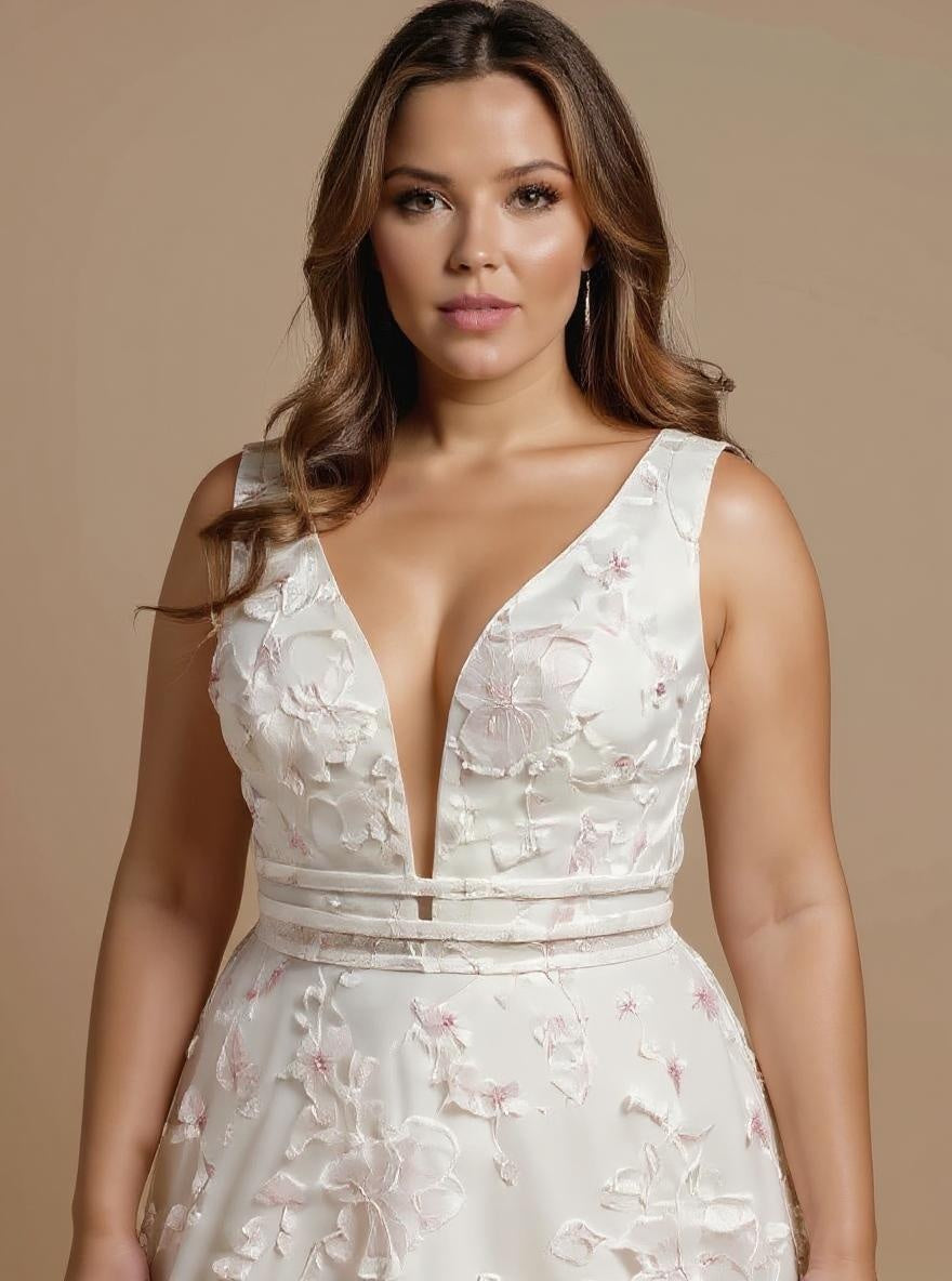 lace A-line sleeveless wedding dress