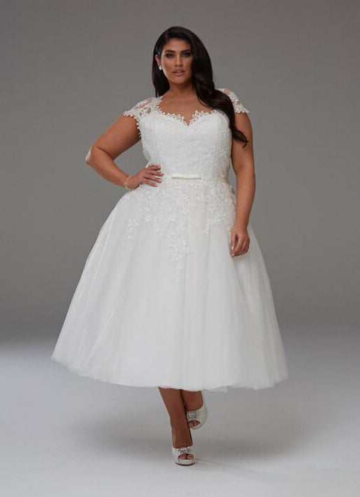 Anna shorter tea length. Plus Size Perfection Bridal