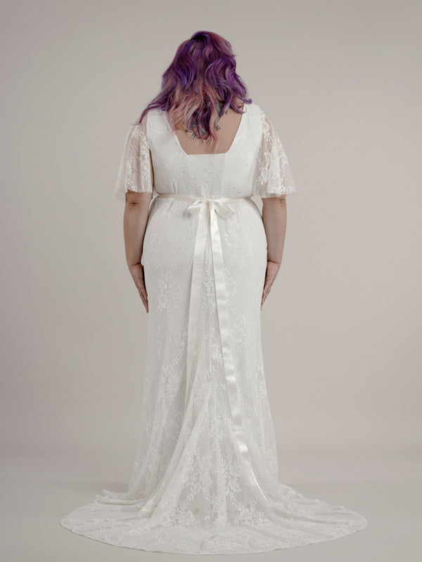 Lace boho wedding dress back
