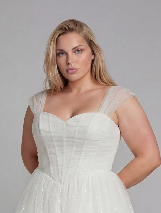 Sparkling tulle wedding dress sraps
