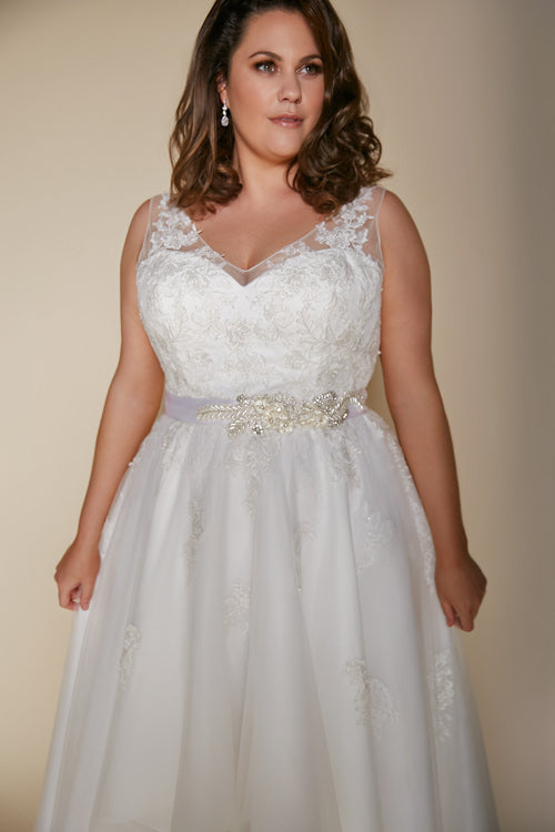 ivory high-low wedding dress plus size