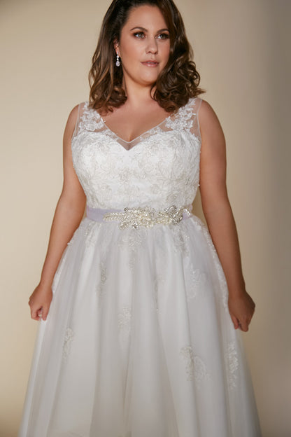 ivory high-low wedding dress plus size