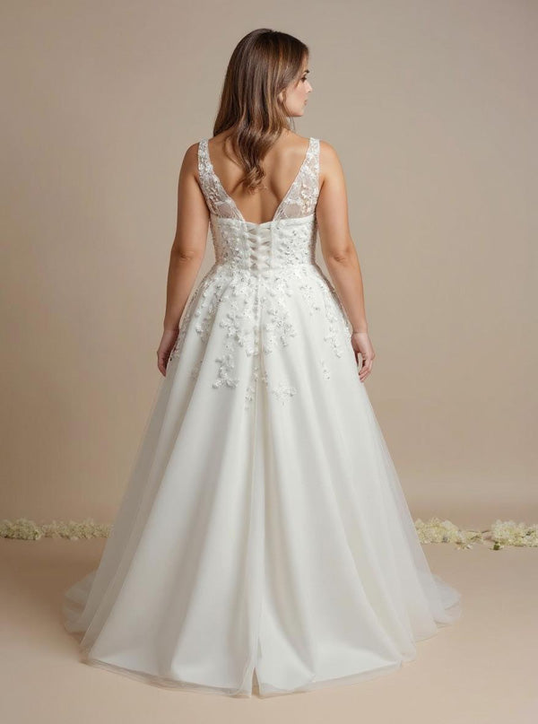 Lace wedding dresses with a corset back