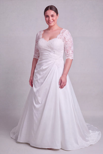 Priya Plus size satin and lace wedding dress