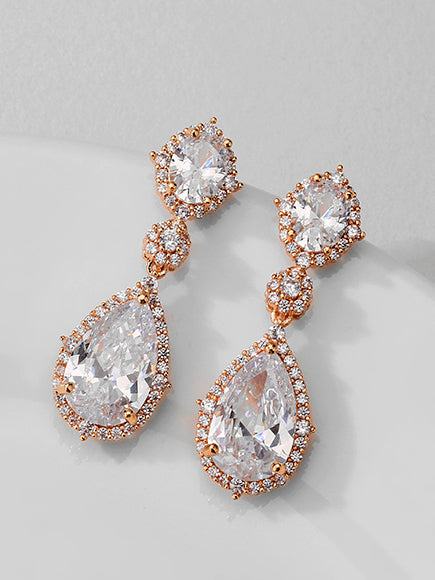 Rose gold crystal drop earrings