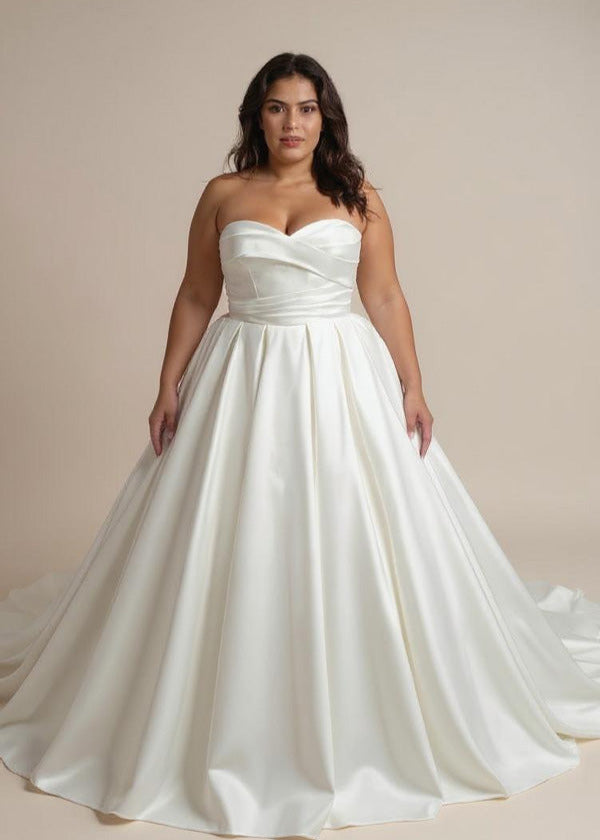 strapless Satin wedding gown