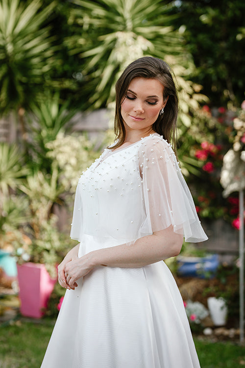 short cape wedding dress Vicky Bridal Capelet by Claire Pettibone
