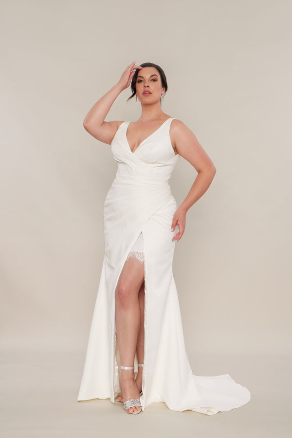 Plus Size Full Length White Slip Dress Plus Textured Floral Slip