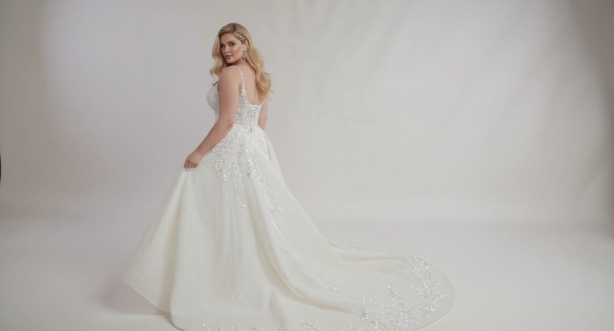 Lace wedding dresses plus size designed in Australia