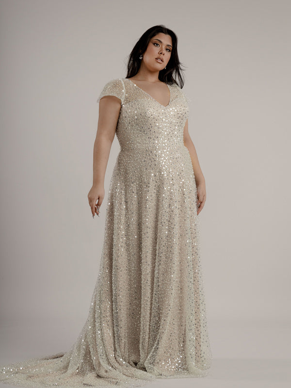 Jolie version 2 heavily beaded gown Plus Size Perfection Bridal