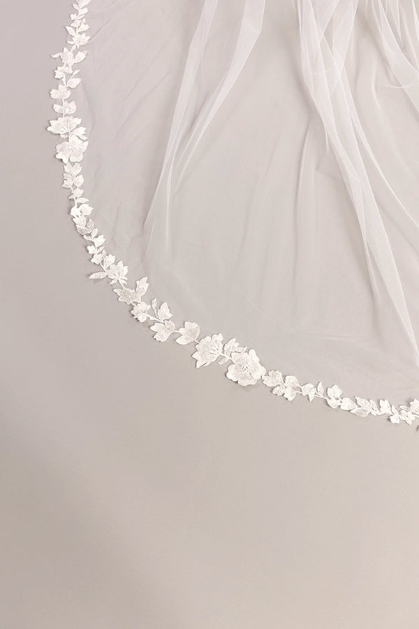 Cathedral lace trim veil with sequin detail