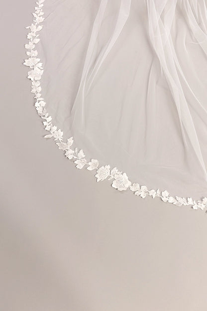 Cathedral lace trim veil with sequin detail
