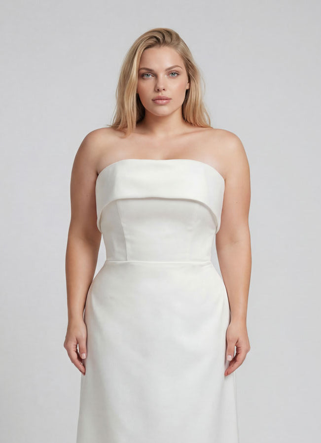 Bree Plus Size Mikado Satin Sheath Wedding Dress