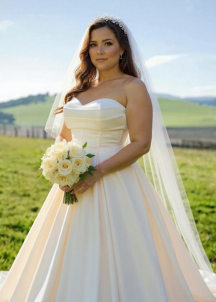Plus size satin strapless wedding dresses Holly