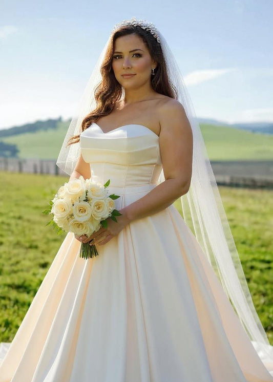 Plus size satin strapless wedding dresses Holly