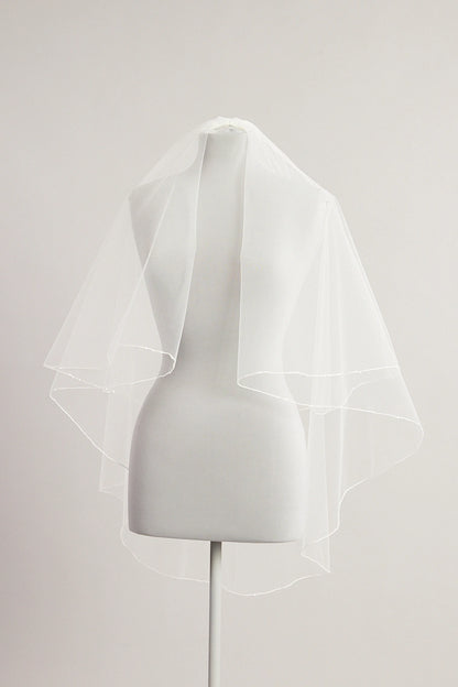 Sequin edge double layer veil