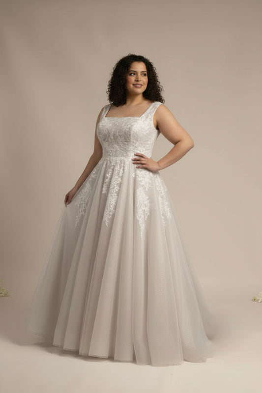 Isabelle square neck wedding dress